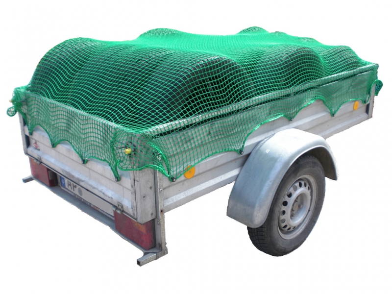 Ladungssicherungsnetz grün 3,5 x 5,0 Meter / Maschenweite 45 mm Anhänger  Netz